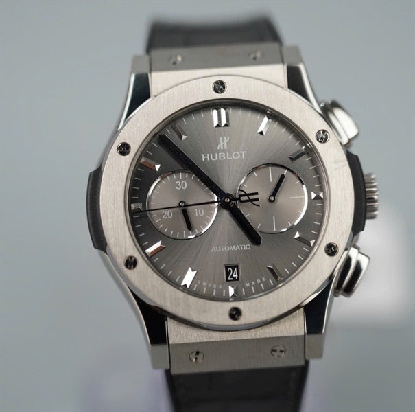 Đồng hồ Hublot dây đen mặt bạc (1399138) (HC) KG+