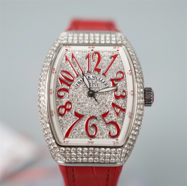 Đồng hồ Franck Muller dây đỏ kim số đỏ lộ cơ (No762) (HC) KG+