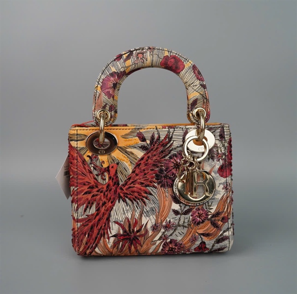 Túi Dior Lady in hình phượng hoàng đính cườm (02-MA-1119) sz mini (HC)+