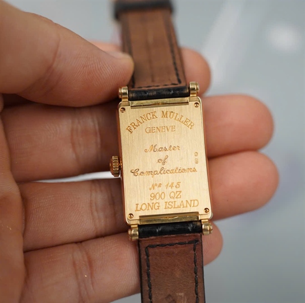 Đồng hồ Franck Muller dây đen mặt viền đá (No145) (HC) KG+