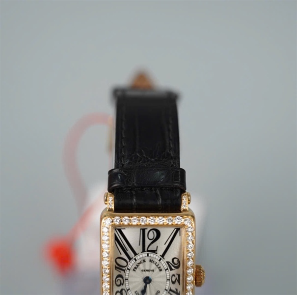 Đồng hồ Franck Muller dây đen mặt viền đá (No145) (HC) KG+