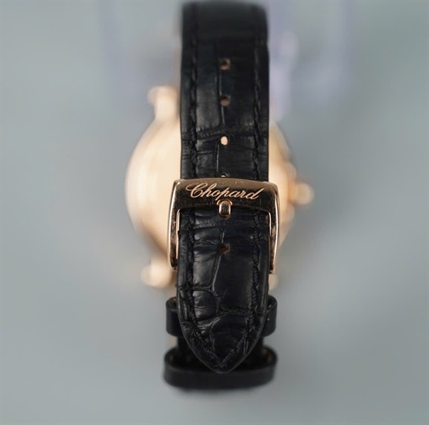 Đồng hồ Chopard dây đen mặt viền đính đá (1832515) (HC) KG+