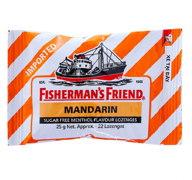 Fisherman's friend kẹo ngậm con tàu quýt gừng mandarin cam (gói/25gr)
