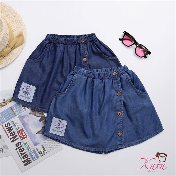 CV QUẦN GIẢ VÁY JEAN ĐÍNH NÚT DỪA ĐÍNH LOGO SIZE 4-14,R6