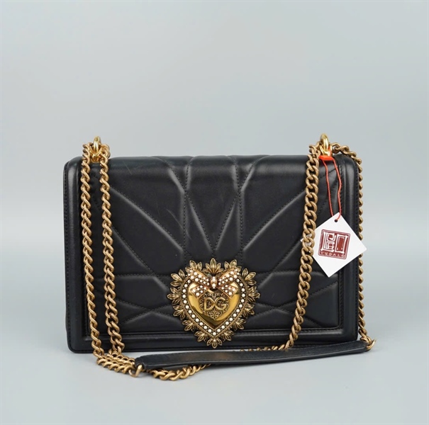 Túi D&G màu đen khóa tim Sz25 KG+