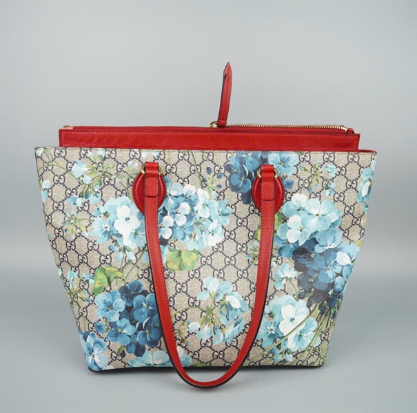 Túi GG Tote hoa xanh viền đỏ (415721525040) sz29 KG+