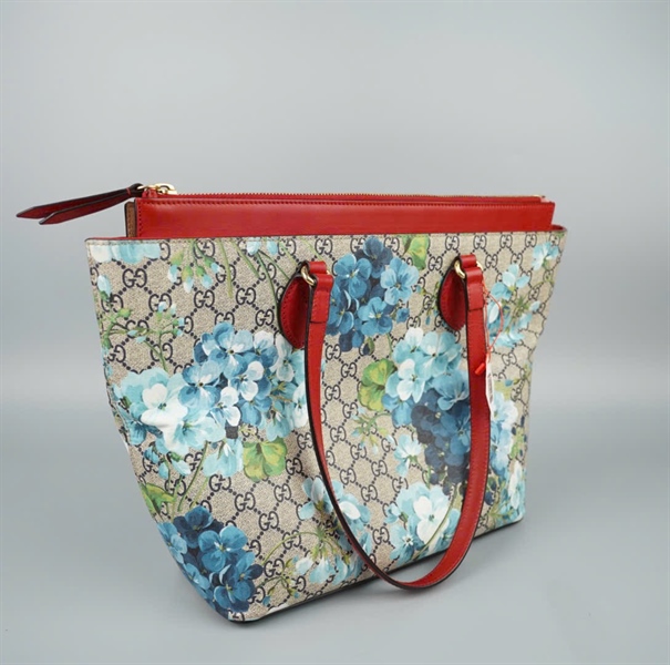 Túi GG Tote hoa xanh viền đỏ (415721525040) sz29 KG+