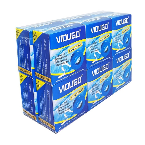 Băng keo lụa vidugo 2.5cmx4m (lốc/12 cuộn)