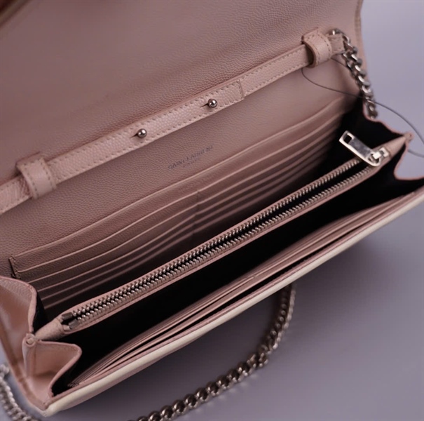 Túi YSL màu nude viền trắng (BQ) sz22 KG+