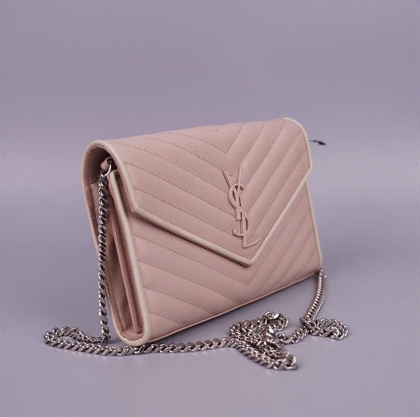 Túi YSL màu nude viền trắng (BQ) sz22 KG+