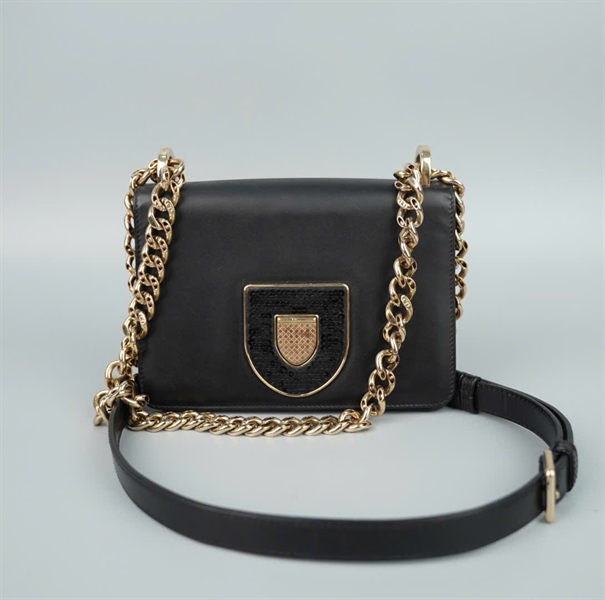 Túi Dior đen đính cườm sz18 (BQ) KG+