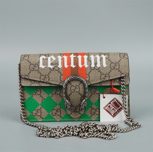 Túi GG Dionysus màu xám in chữ sz16 (BQ) KG+