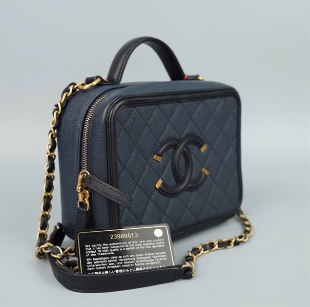 Túi Chanel Vanity màu xanh (23986613) sz19 (BQ) KG+