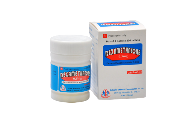 Dexamethasone 0.5mg có vỏ hộp mekophar (c/200v)