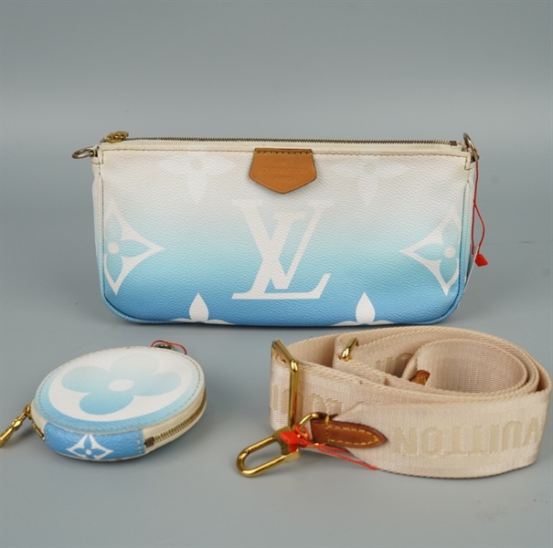 Túi LV Multi Pochette xanh trắng kèm ví (set2) 2strap sz24 - 18 KG+