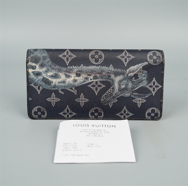 Ví LV dài hoa xanh in hình hươu KG+