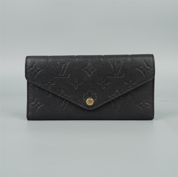 Ví LV hoa đen gập 3 da bê KG+