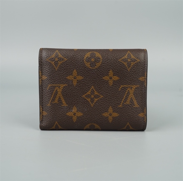 Ví LV hoa nâu gập 3 nút vàng KG+