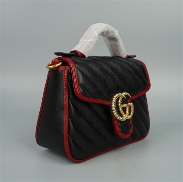 Túi GG Marmont handle đen viền đỏ (533571493075) sz20 (BMC) +