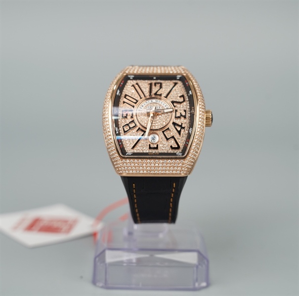 Đồng hồ Franck Muller mặt đính đá viền vàng quai đen No285 (HC) KG+