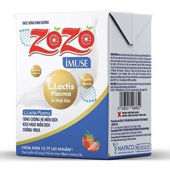 ZOZO IMUSE bổ sung lợi khuẩn L.Lactis Plasma vị dâu + cam 110ml - Nafaco