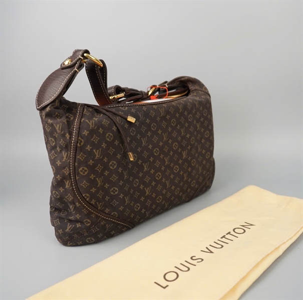 Túi LV kẹp nách nền nâu hoa vàng demin Sz32 KG+