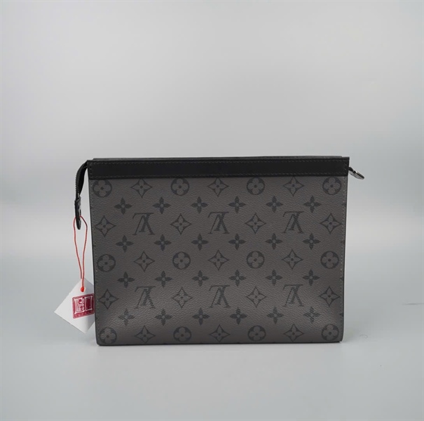 Túi LV Clutch xám viền đen sz26 KG+