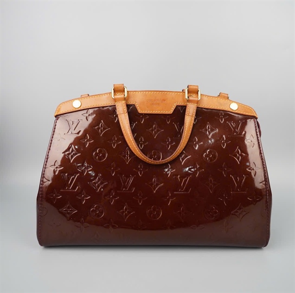 Túi LV handle màu nâu nhũ viền da sz34 KG+