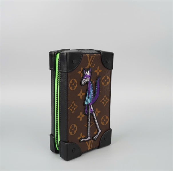 Túi LV trunk thêu hình viền xanh lá sz11 KG+