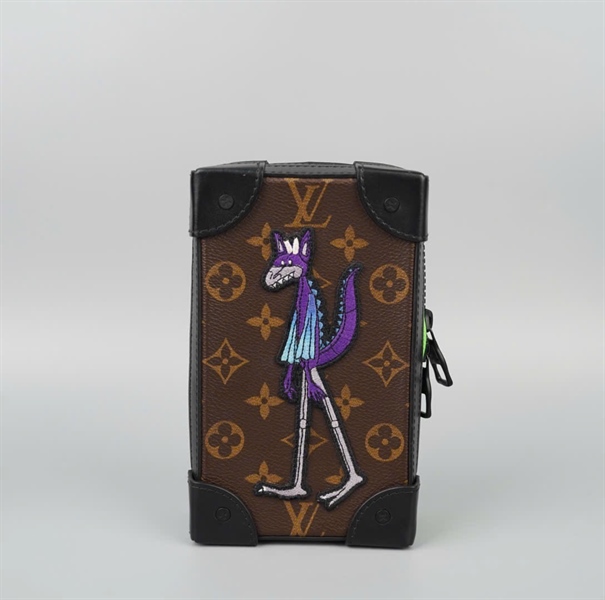 Túi LV trunk thêu hình viền xanh lá sz11 KG+