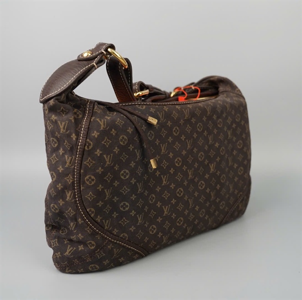 Túi LV kẹp nách nền nâu hoa vàng demin Sz32 KG+