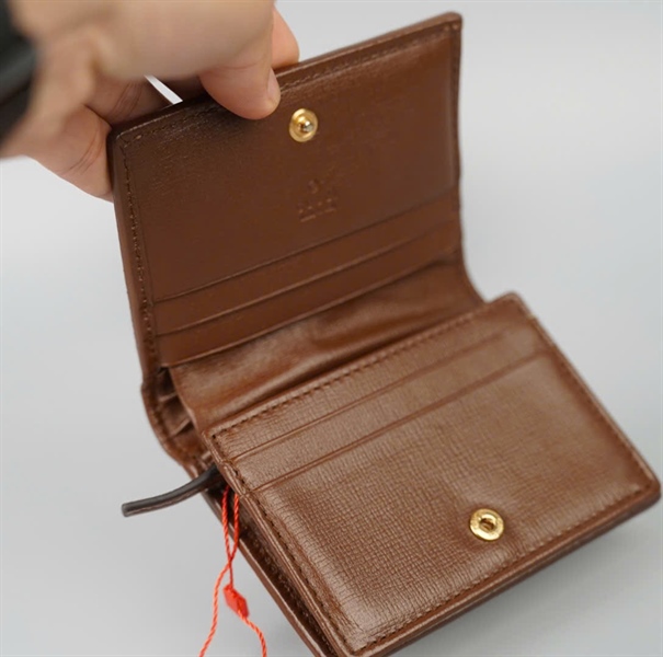 Ví GG 1955 gập 2 màu xám viền nâu KG+