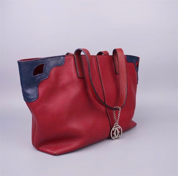 Túi Cartier tote màu đỏ sz34 KG+