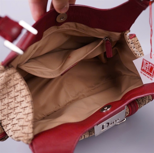 Túi Dior tote nâu viền đỏ (166-BM-0075) sz34 KG+