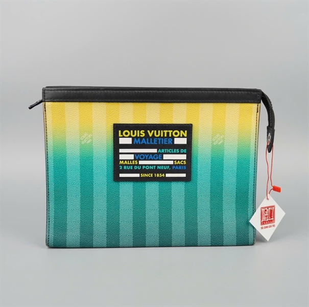 Túi LV Clutch xanh omber viền đen sz27 KG+