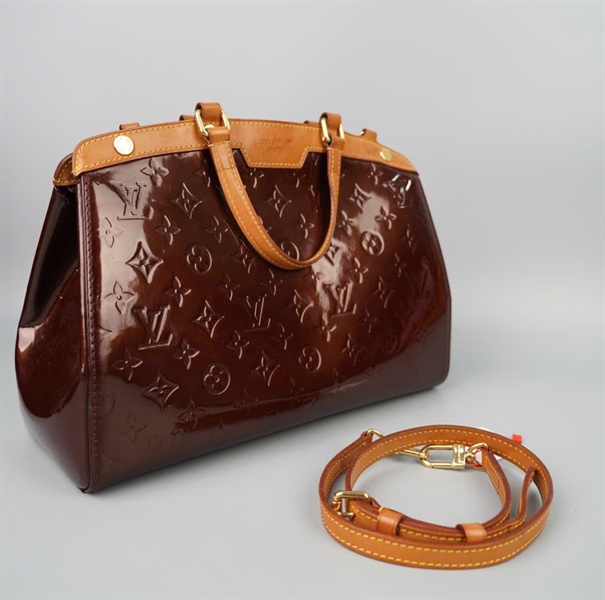 Túi LV handle màu nâu nhũ viền da sz34 KG+