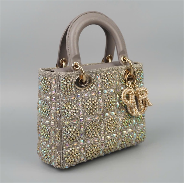 Túi Dior Lady xám đính đá ̣04-MA-0262 szS KG+
