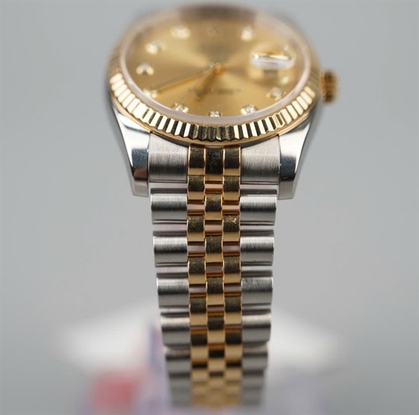 Đồng hồ Rolex mặt tròn viền vàng quai bạc (Q5602411) (HC) KG+