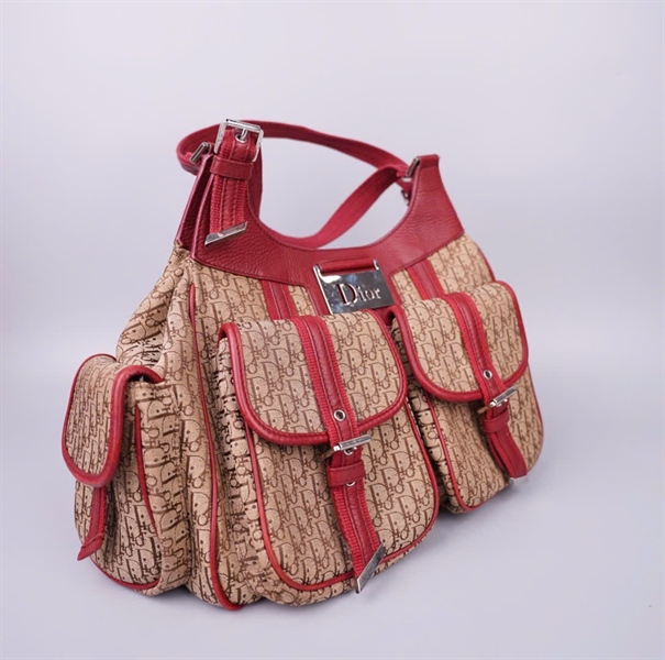 Túi Dior tote nâu viền đỏ (166-BM-0075) sz34 KG+