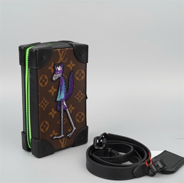 Túi LV trunk thêu hình viền xanh lá sz11 KG+