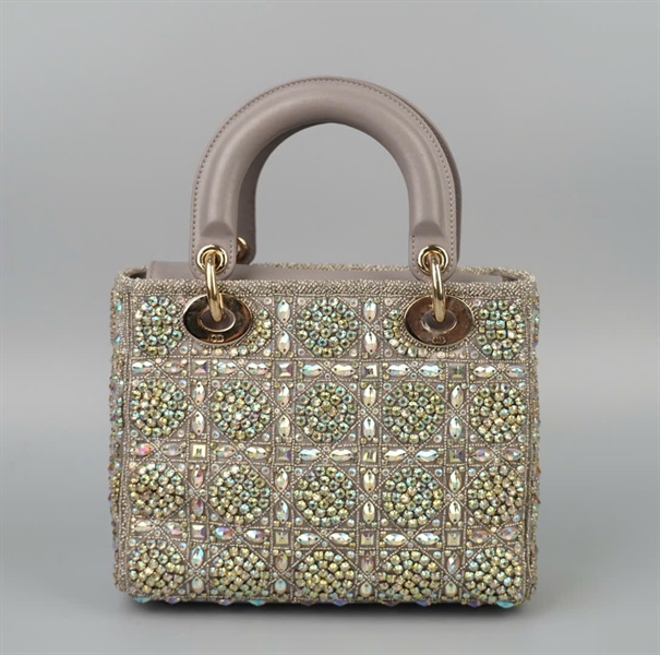 Túi Dior Lady xám đính đá ̣04-MA-0262 szS KG+
