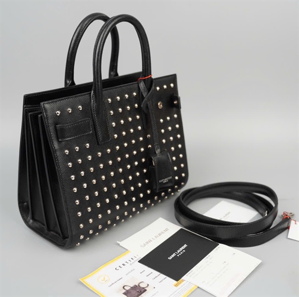 Túi YSL màu đen đính đinh kèm ổ +chìa (GNB347545•0115) sz22 KG+