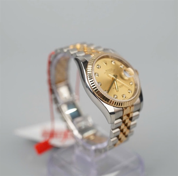 Đồng hồ Rolex mặt tròn viền vàng quai bạc (Q5602411) (HC) KG+