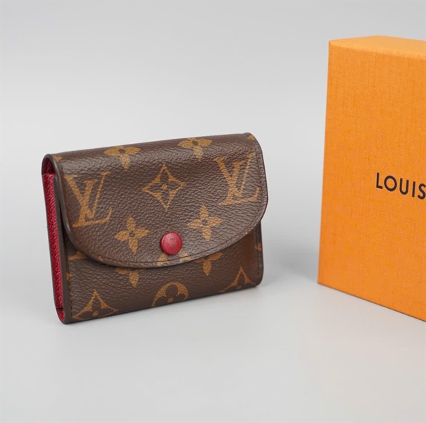 Ví LV hoa nâu nút đỏ gập 2 (LT) KG+