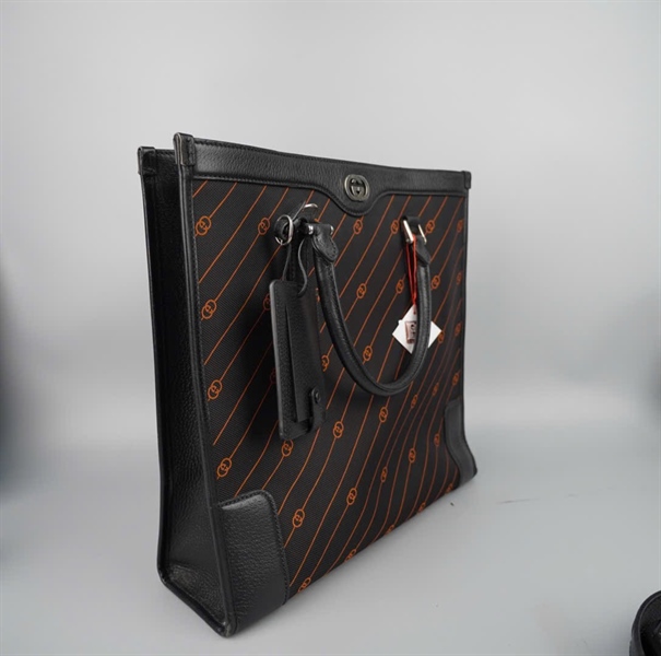 Túi GG tote đen sọc cam 752586496679 sz36 KG+