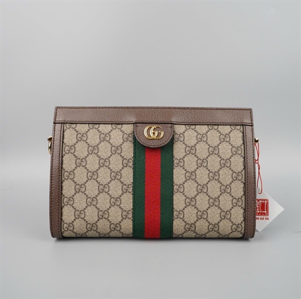 Túi GG Ophidia xám viền nâu(503377520981) sz26 KG+