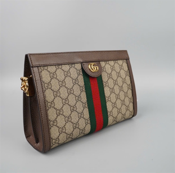 Túi GG Ophidia xám viền nâu(503377520981) sz26 KG+