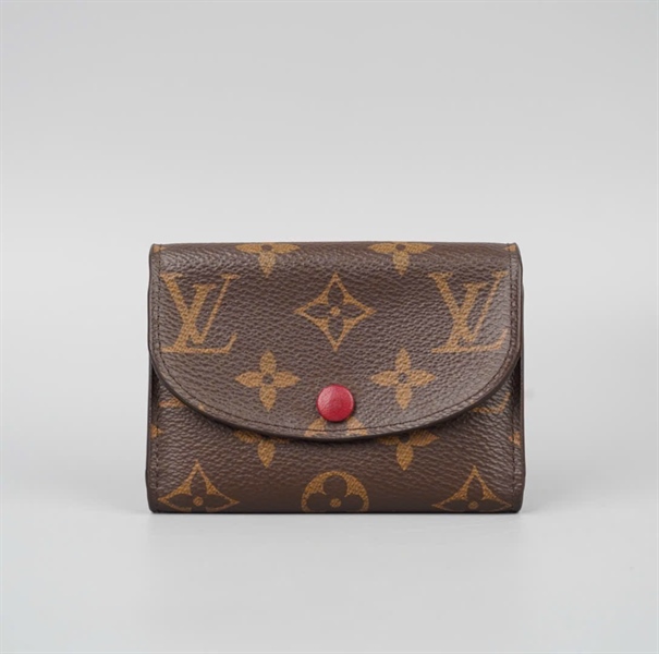 Ví LV hoa nâu nút đỏ gập 2 (LT) KG+