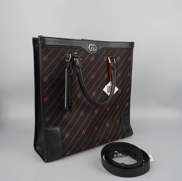Túi GG tote đen sọc cam 752586496679 sz36 KG+