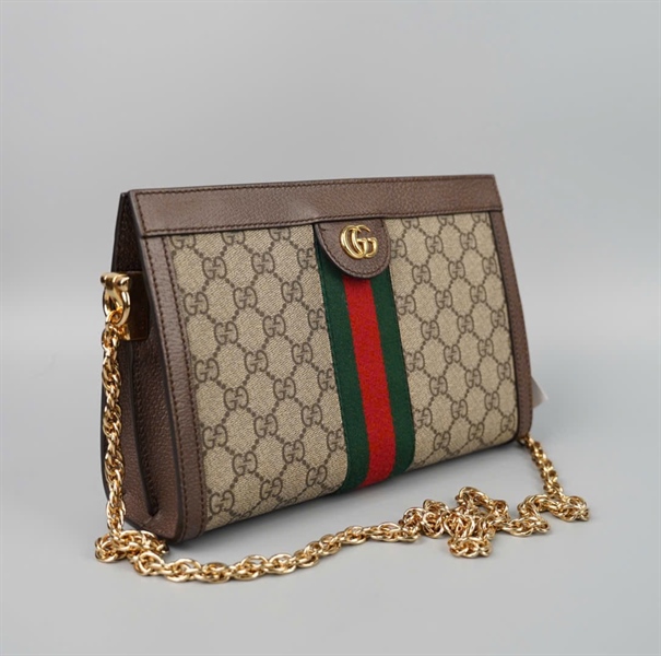 Túi GG Ophidia xám viền nâu(503377520981) sz26 KG+